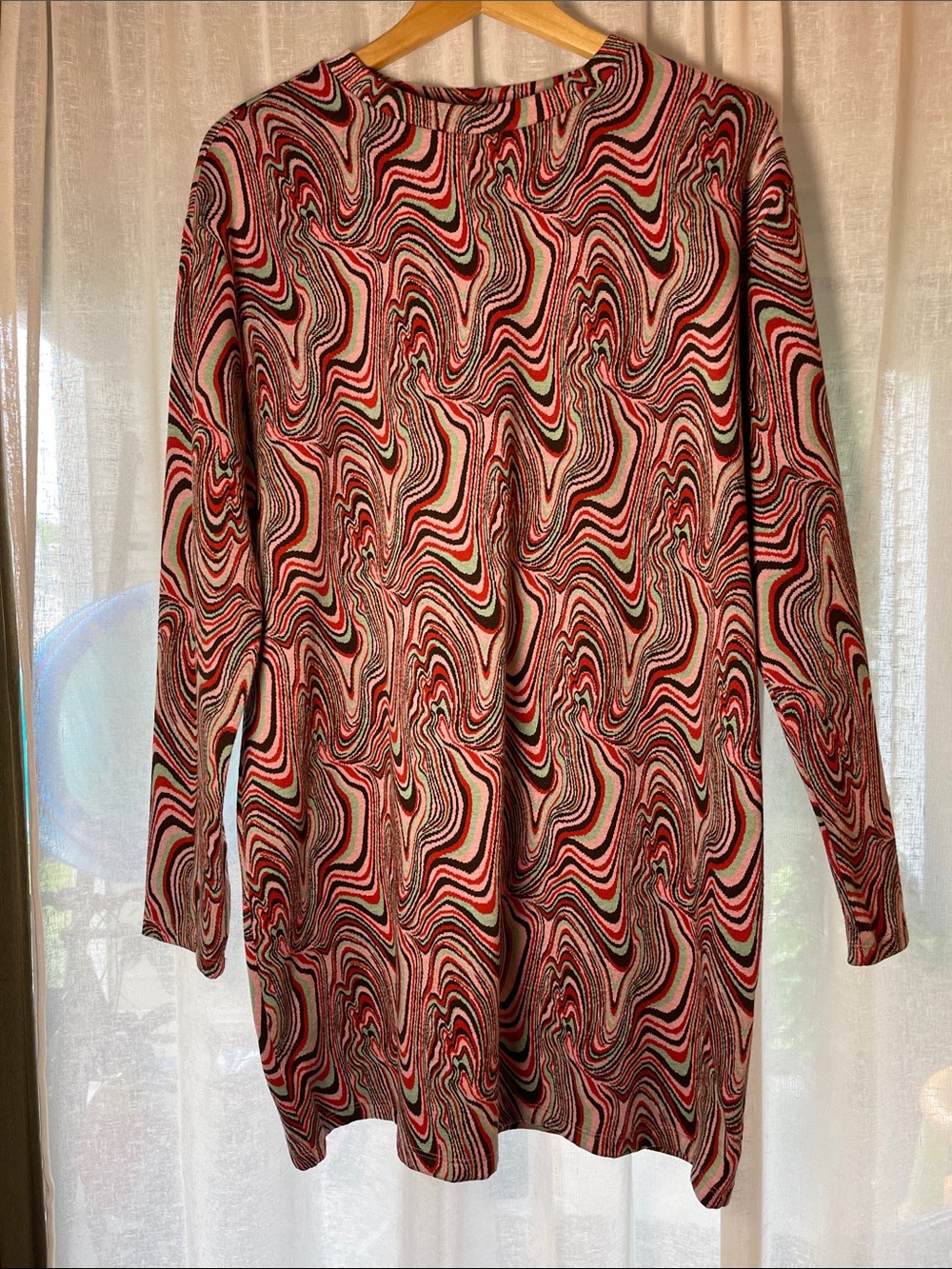 Zara Multicolor Swirl Mini Dress — Red, Pink, Black